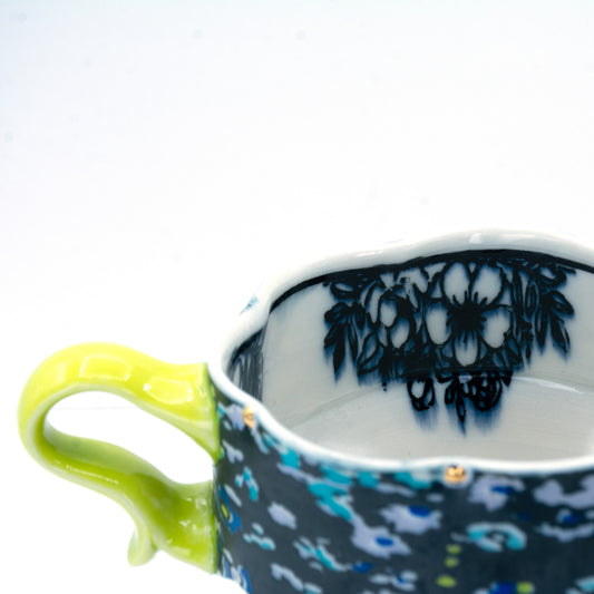 Blue Floral Latte Mug