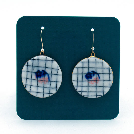 Blue Floral Plate Earrings