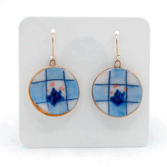 Blue Checkered Plate Earrings