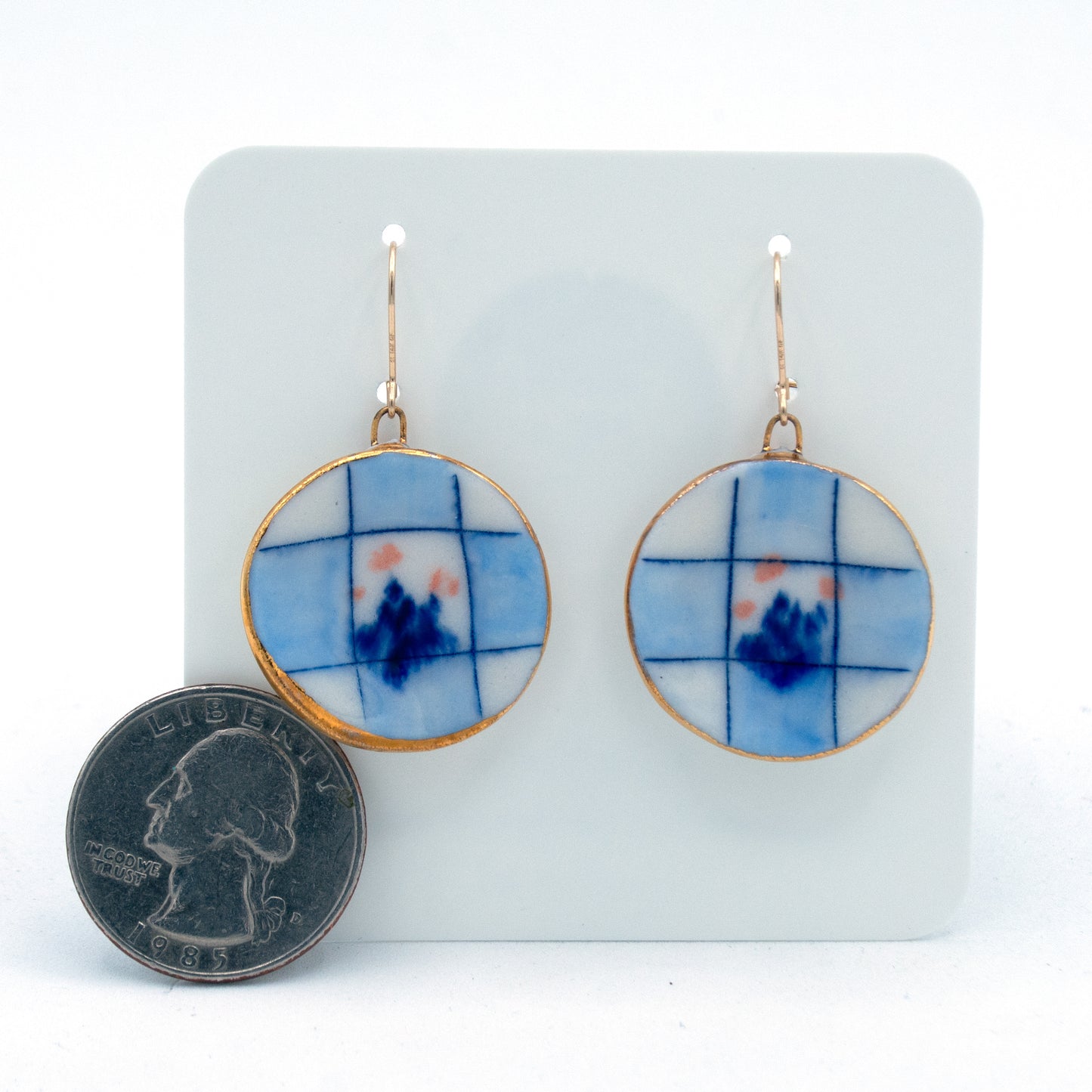 Blue Checkered Plate Earrings