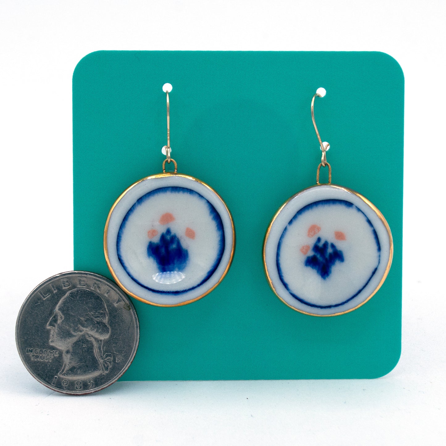 Blue Floral Plate Earrings