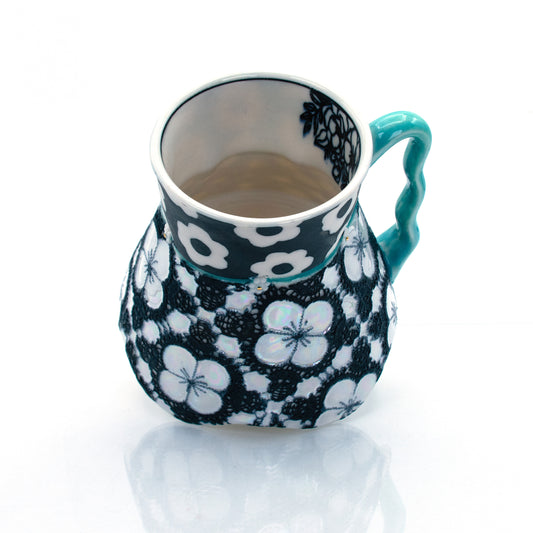 Black and White Floral Babydoll Mug