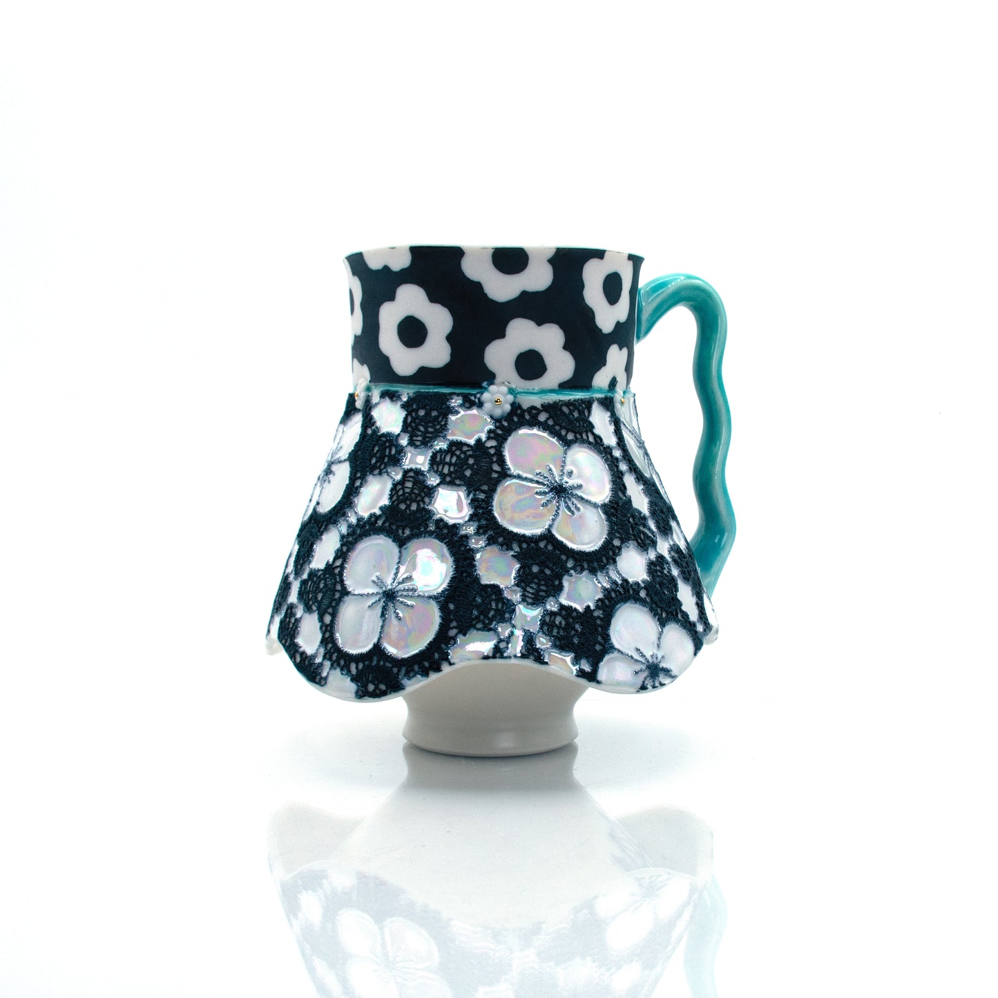 Black and White Floral Babydoll Mug