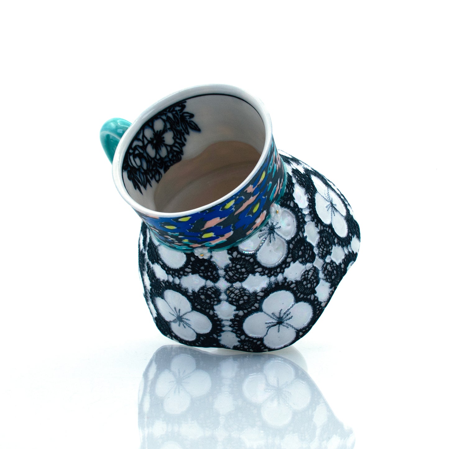 Black and White Floral Babydoll Mug