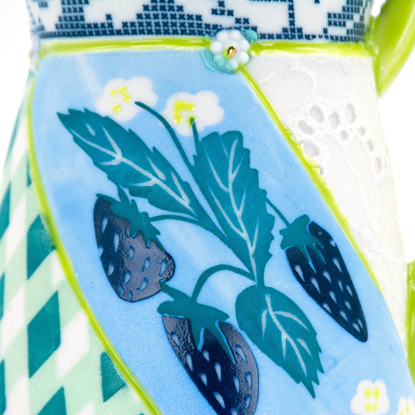 Blue Strawberry Quilted Mug
