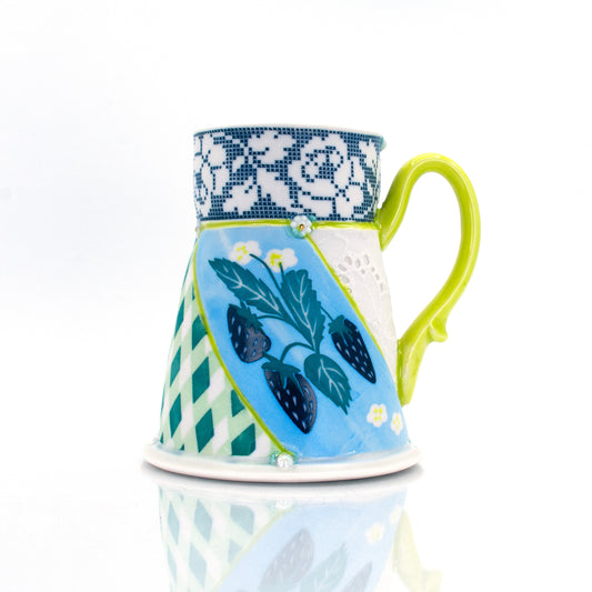 Blue Strawberry Quilted Mug