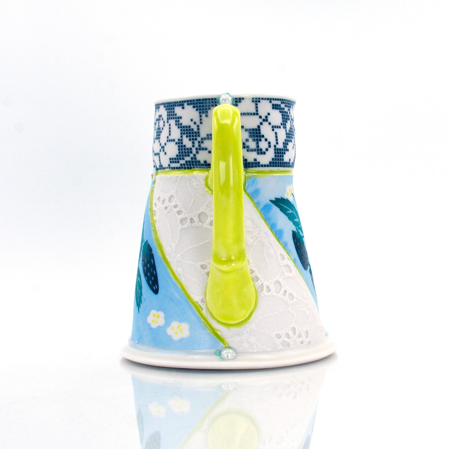 Blue Strawberry Quilted Mug