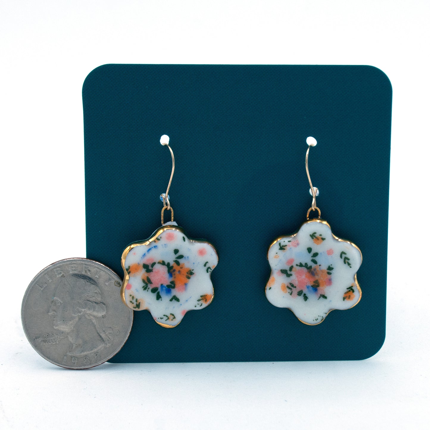 Floral Majolica Plate Earrings