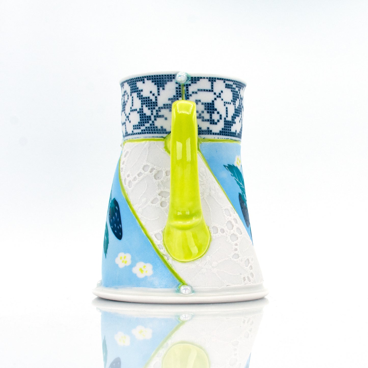 Blue Strawberry Quilted Mug