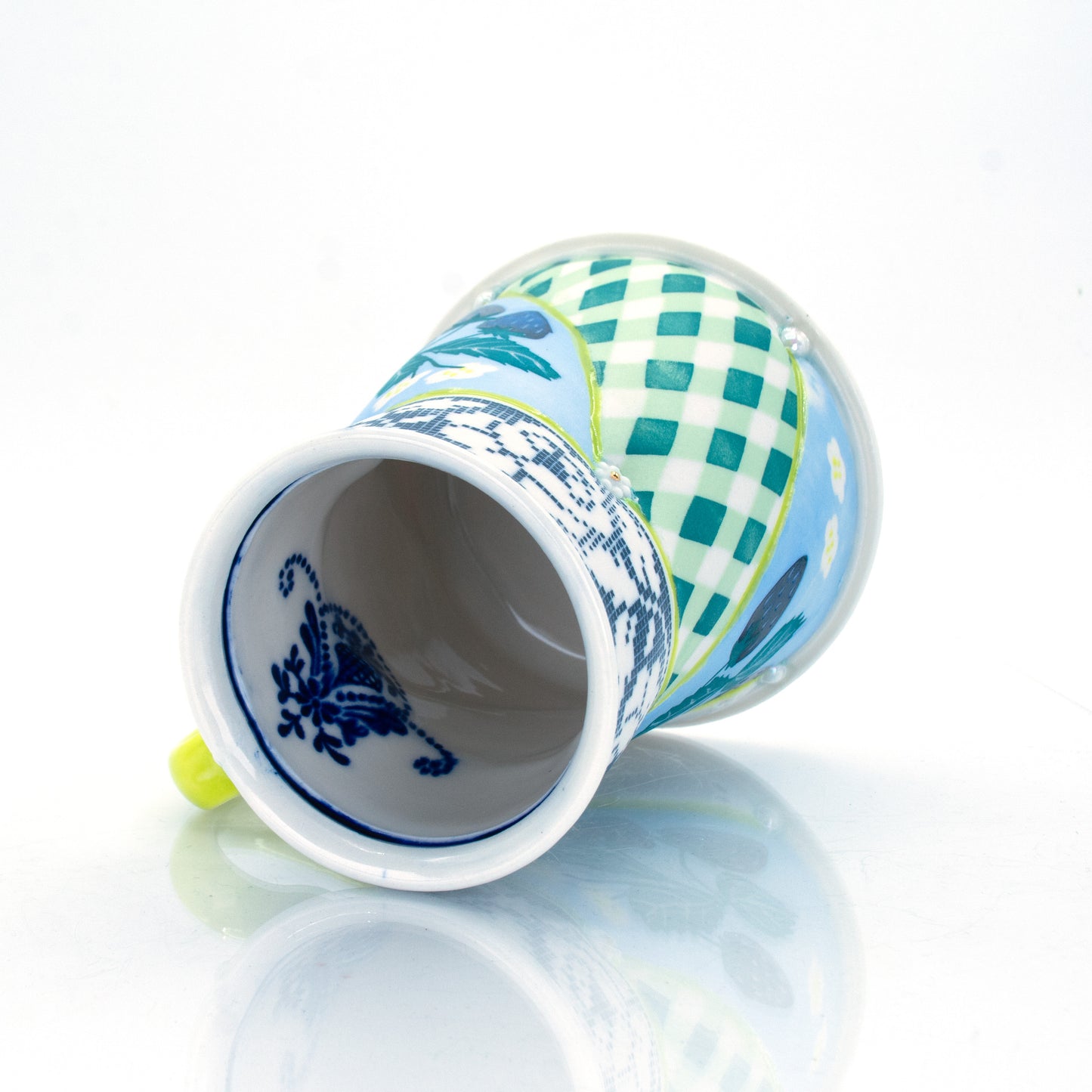 Blue Strawberry Quilted Mug