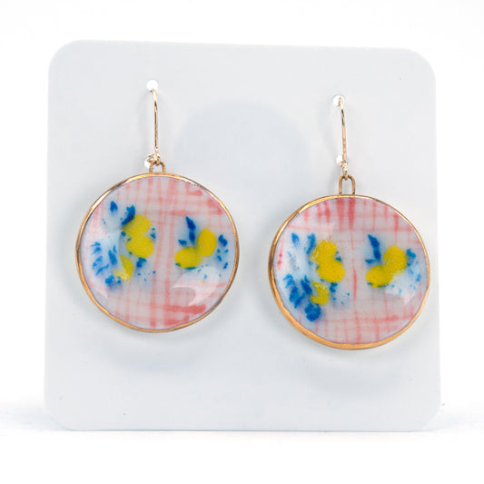 Blue Lemon Drop Plate Earrings