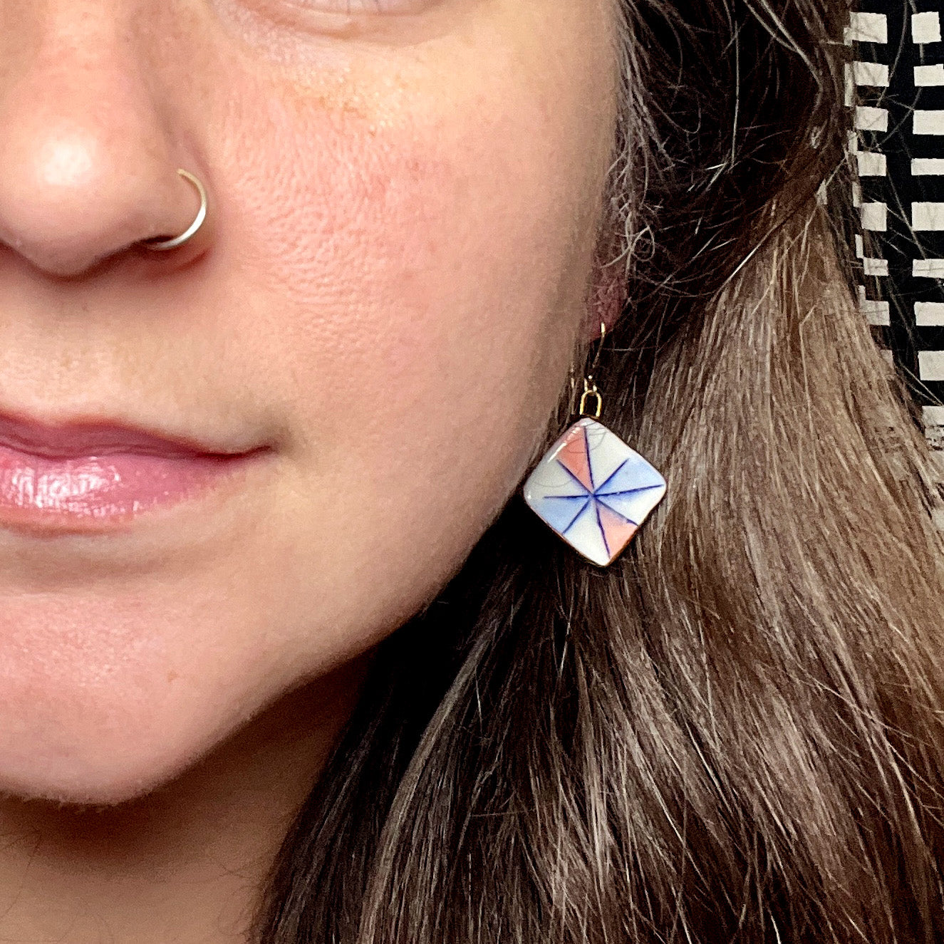 Quilt Square Plate Earrings