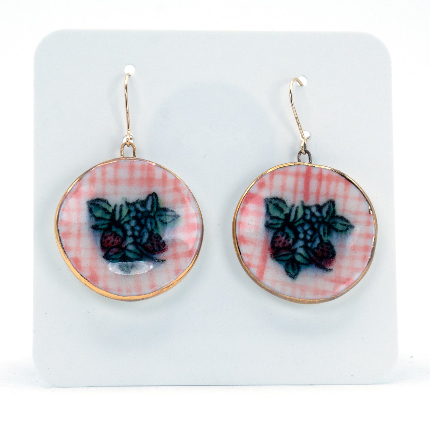 Strawberry Picnic Plate Earrings