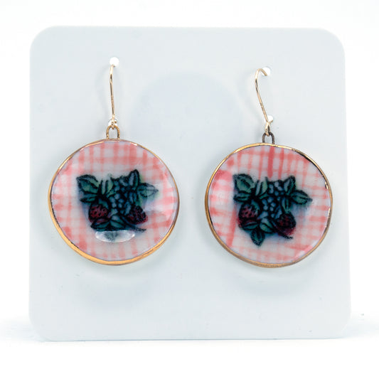 Strawberry Picnic Plate Earrings