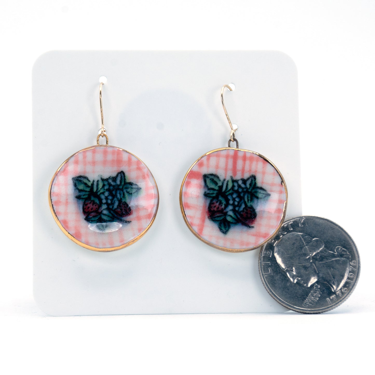 Strawberry Picnic Plate Earrings