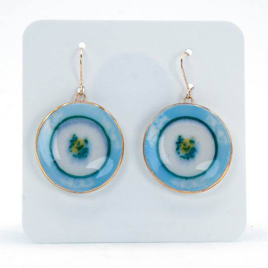Tea Party Plate Earrings (Light Blue)