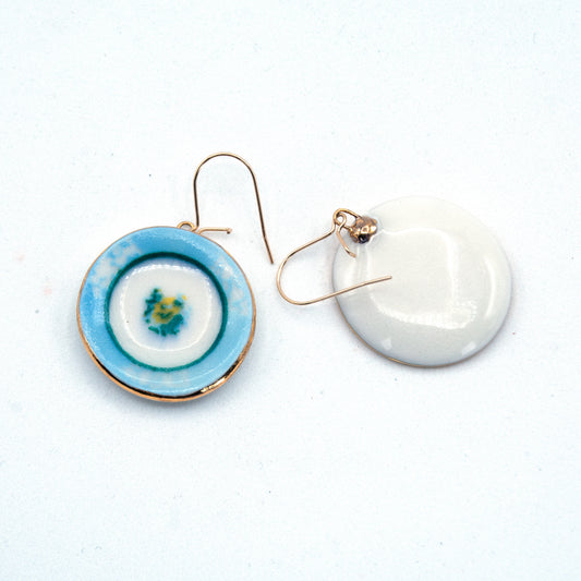 Tea Party Plate Earrings (Light Blue)