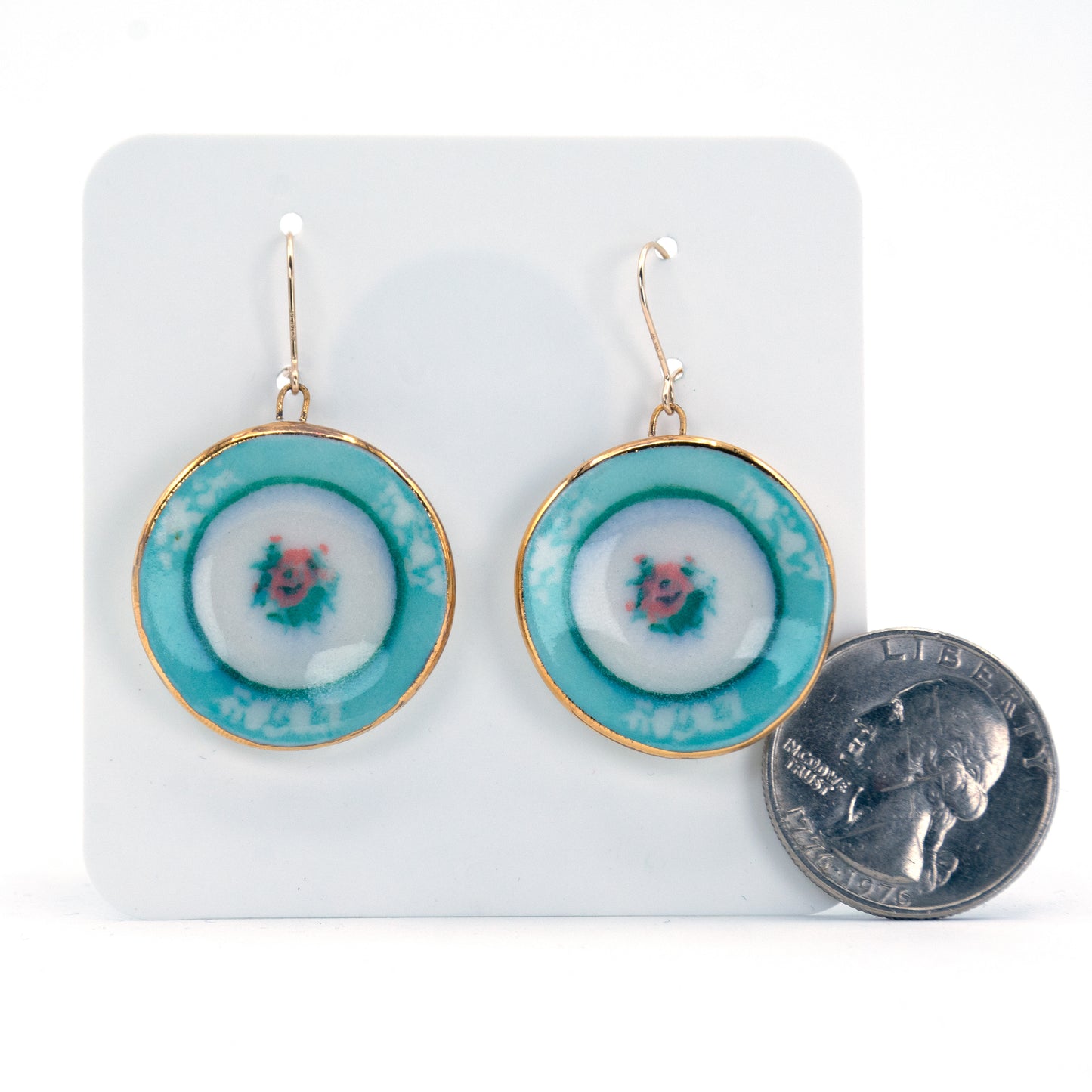 Tea Party Plate Earrings (Turquoise)