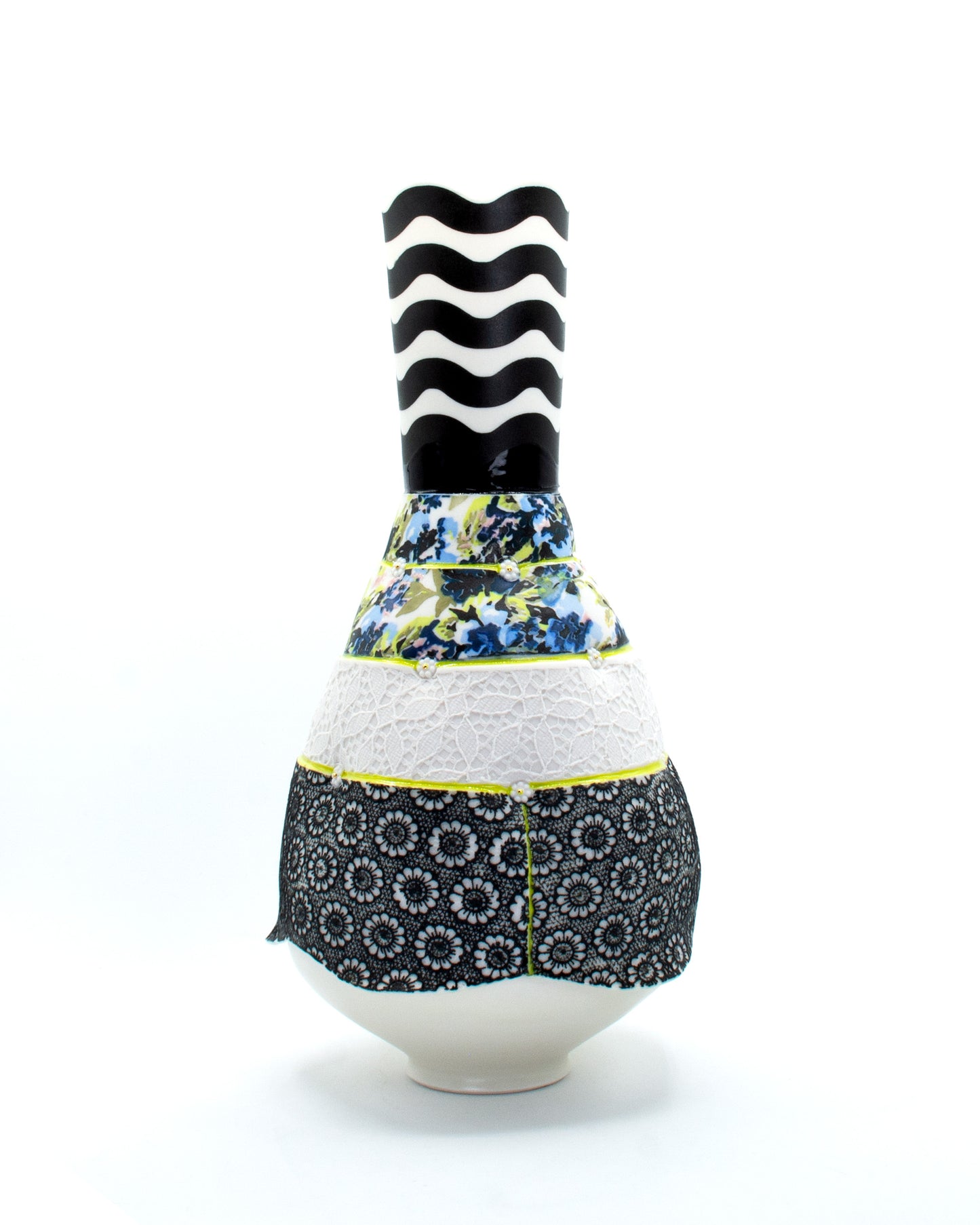 Floral Striped Circle Skirt Vase