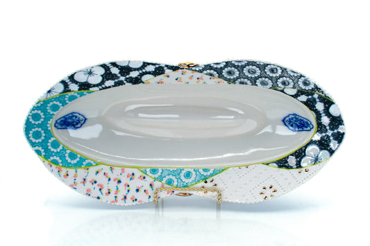Confetti Floral and Lace Oval Platter